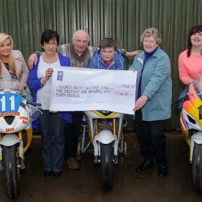 Presentation to Sheila Sinton: Injured Riders Welfare Fund from the Ferguson family.