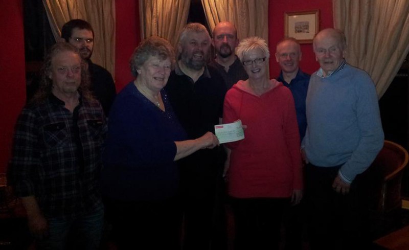 We had a lovely dinner with Howard, Shaun and family and members of the Rathfriland MCC before being presented with a large donation after their charity bike run.  Thank you all. We very much appreciate it, as you know.