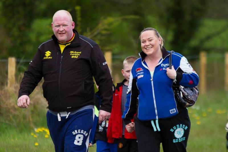 With Angie Frazer Larkin and Michael Larkin at the Tandragee 100 Race Paddock.